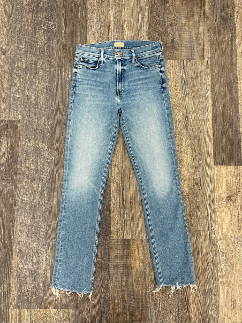 MOTHER The Mid Rise Dazzler Ankle Fray Jeans Riding The Cliffside Size 27